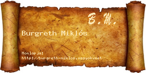 Burgreth Miklós névjegykártya